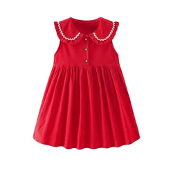 Jumping Meters 3-8T Collar Sleeveless Summer Princess Girls Dresses Party Birthday Frocks Children's Costume Baby Dresses