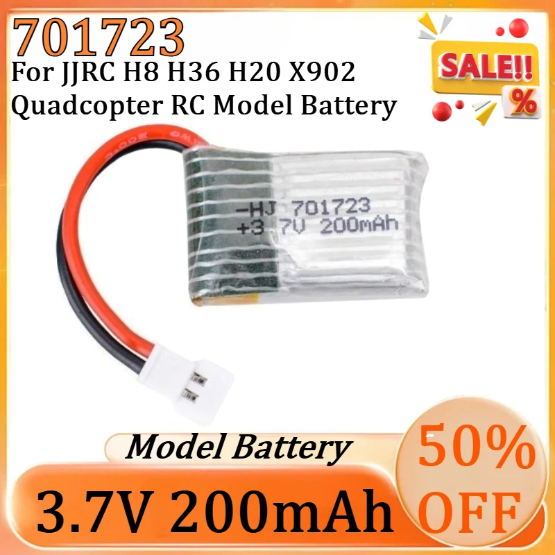 New 3.7V 701723 200mAh Rechargeable Lipo Battery for JJRC H8 H36 H20 X902 Quadcopter RC Model Battery
