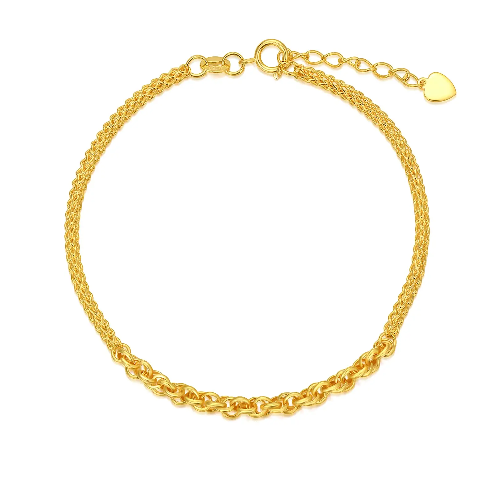 YFN 18K Solid Real Gold Bracelet for Women 2mm Thick Durable Link Chain Bracelets Jewelry Anniversary