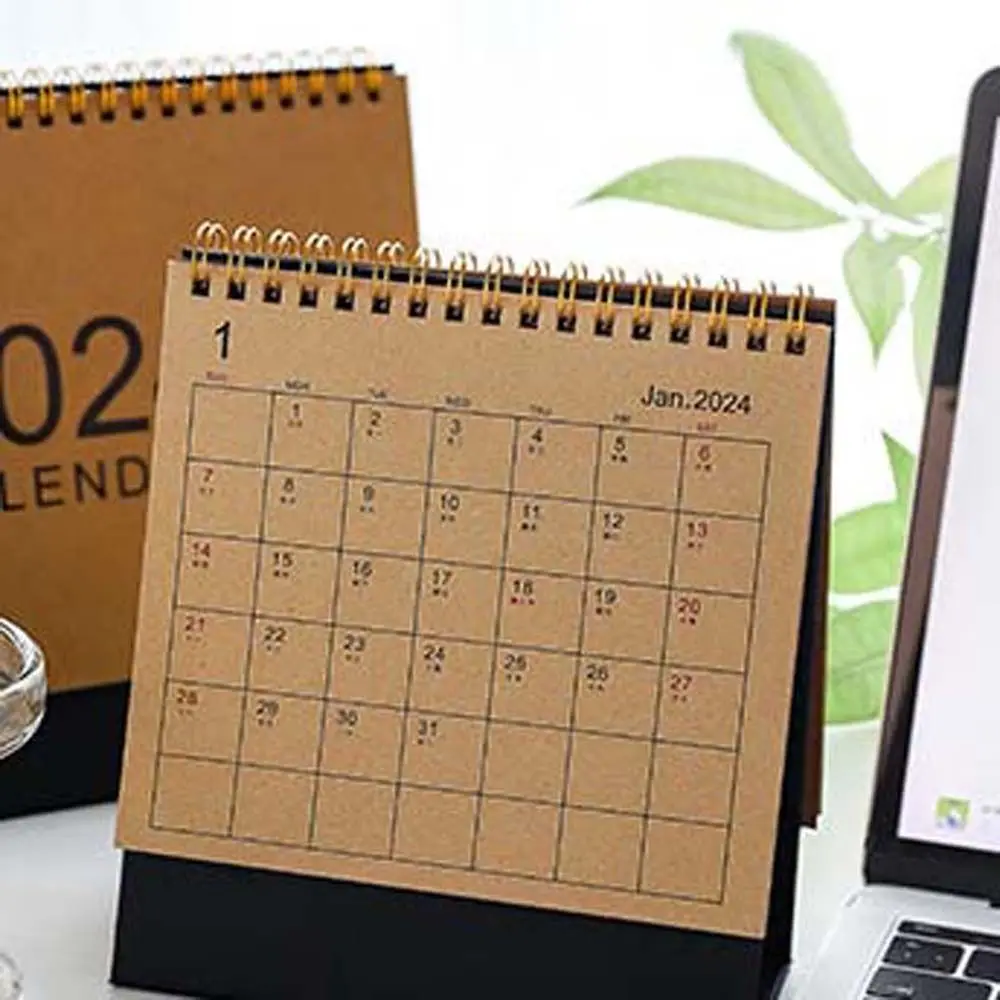 Daily Planner Desk Calendar Coil Standing Calendar Agenda Organizer 2024 Calendar Paper Office School Supplies