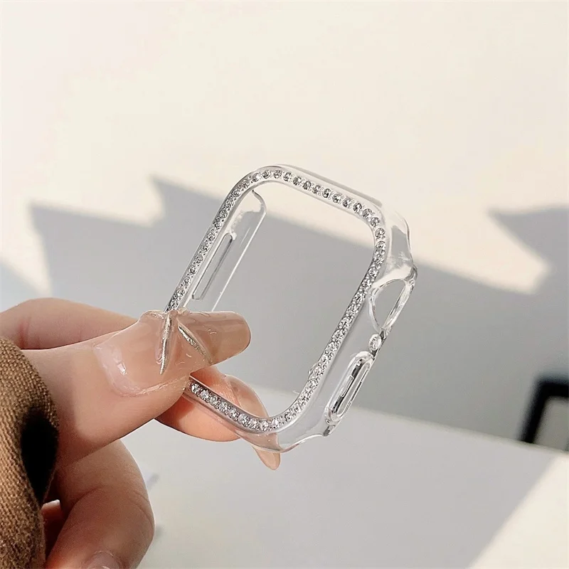 Bling +Cover For Apple Watch Case 45mm 41mm 40mm 44mm 42mm 38mm Diamond Bumper+Screen Protector For IWatch Series 7 3 4 8 SE 5 6