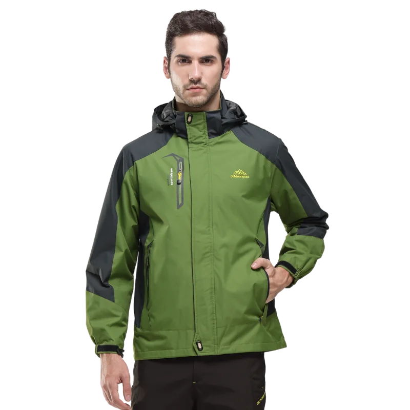 Men\'s Autumn Hiking Jacket Hooded Removable Waterproof Lightweight Rain Coat Trekking Outdoor Camping Casual Sportswear