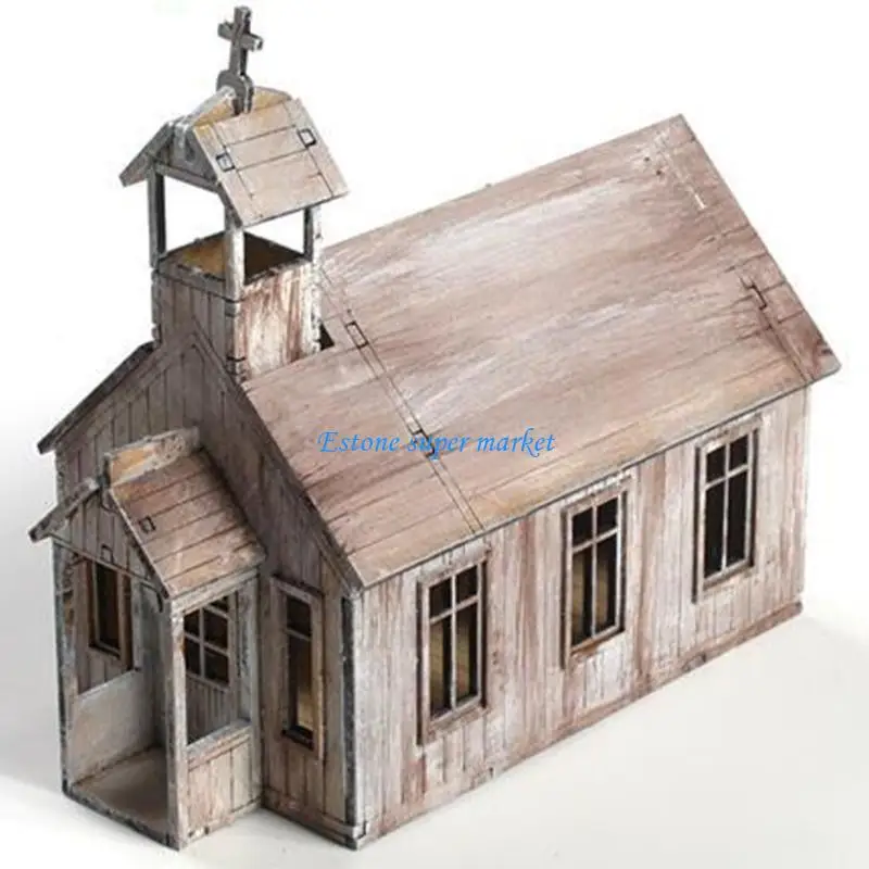 090B نموذج لغز معماري خشبي مصغر لكنيسة أوروبا الشرقية التعليمية