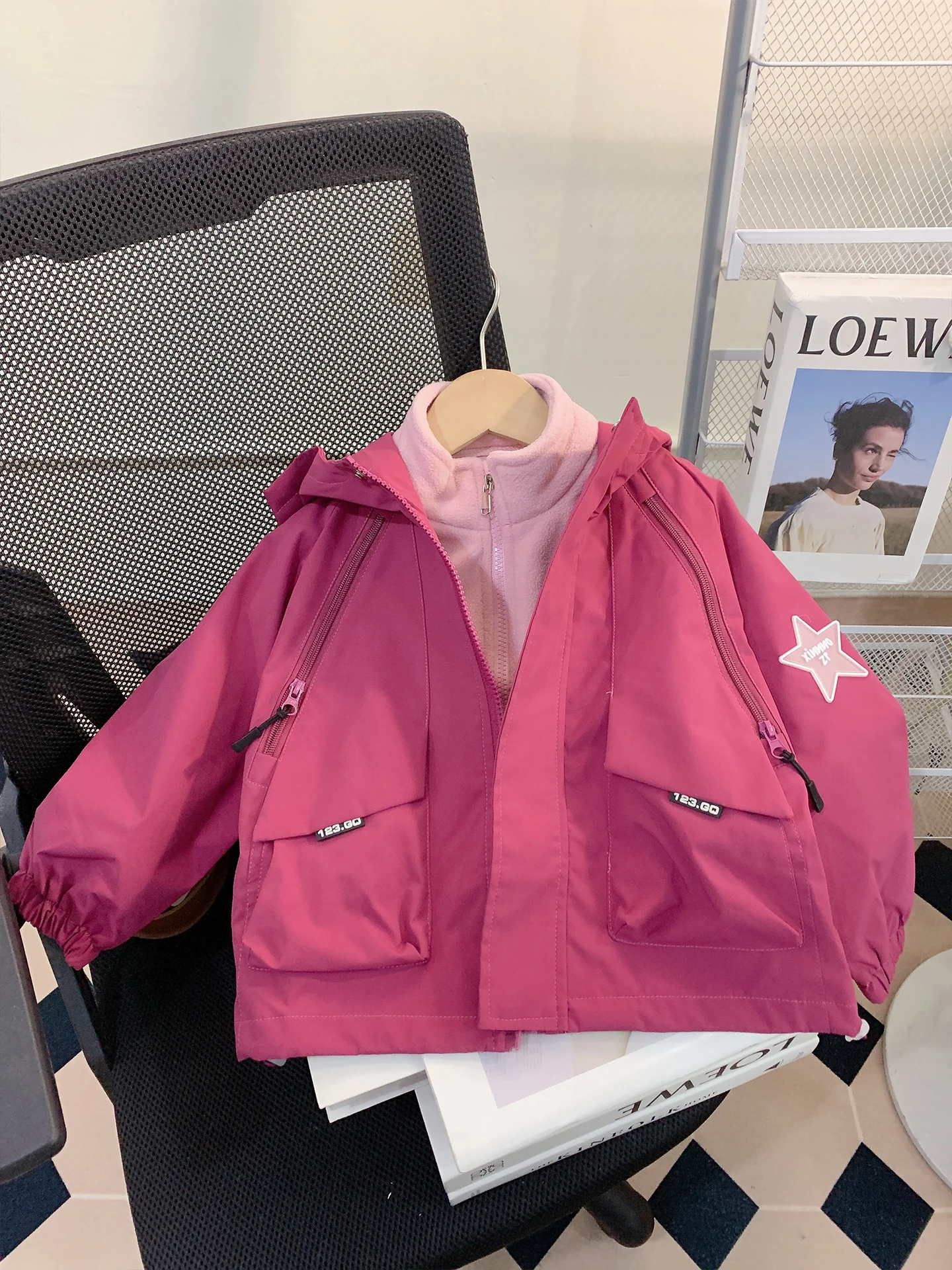 girls'-three-in-one-fleece-lined-hooded-jacket-windproof-children's-autumn-winter-outerwear-casual-style-baby-clothes