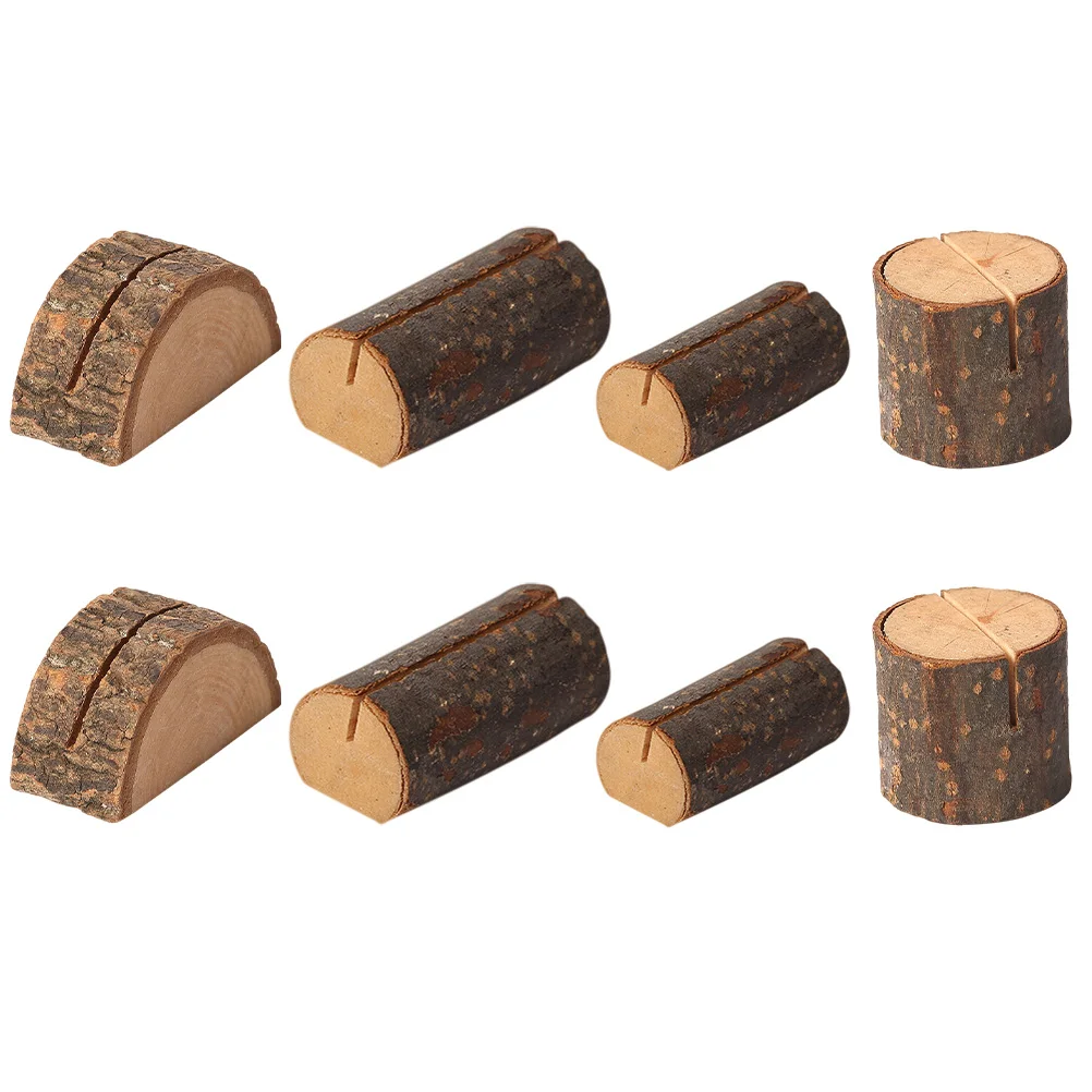 

8pcs Wood Card Holder Photo Memo Clips Simple Elegant Natural Shape Practical Lightweight Compact Bedroom Office Study Postcard