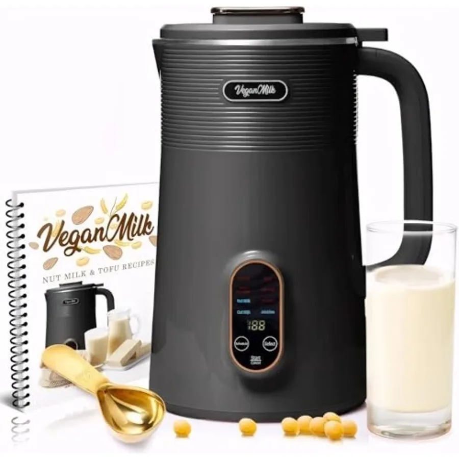 Nut Milk Maker Machine: 8-in-1 Plant-Based Milk Maker for Almond, Soy, Oat Stainless Steel, White Fast, Self-Cleaning, Quiet Op