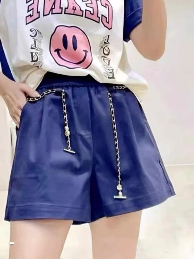 High-End-Casual Petite Elegante Damen-Hose mit geradem Bein, 2025, neuer Stil, lockere Passform, Shorts mit hoher Taille, Sommerkollektion