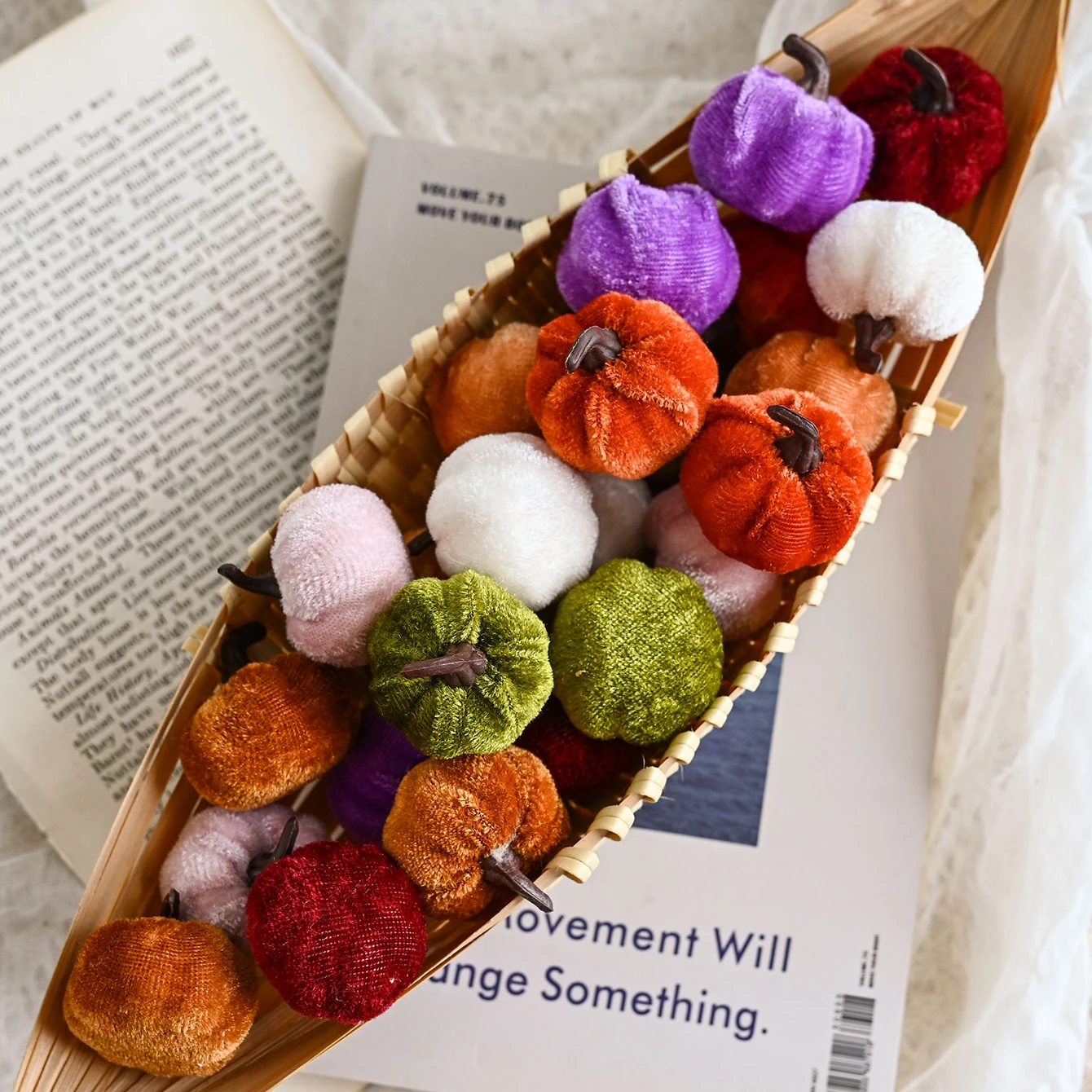 50/100 Stück Künstliche Blumen aus Seide, Kürbisse für Heimdekoration, Hochzeit, Weihnachtsbaum, Halloween, DIY Geschenkbox, Scrapbook-Bastelzubehör – Detail 2