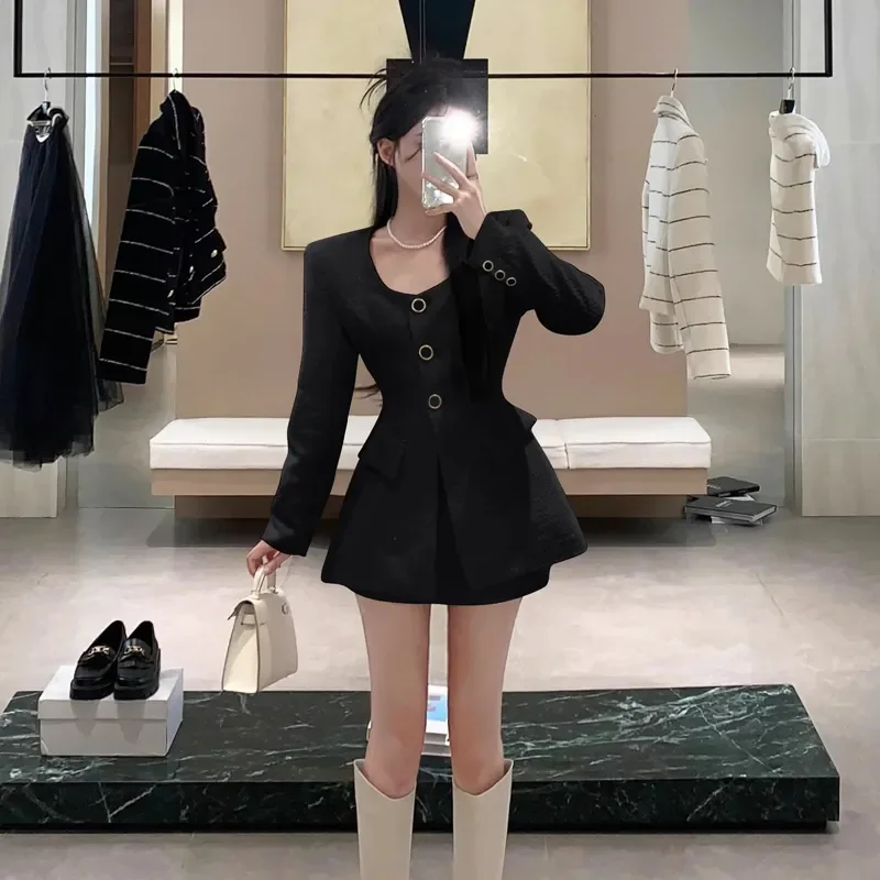 

Spring Temperament Long-sleeved Tops Jackets Women's High-waisted Slim Skirts Two-piece Suits