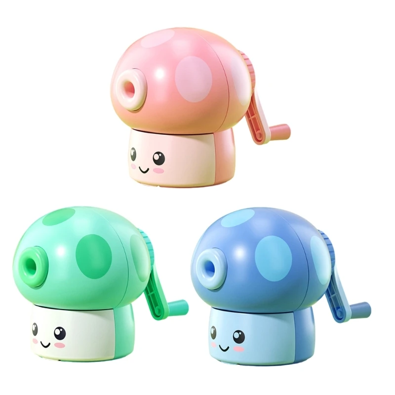 

Cartoon Mushroom Manual Pencil Sharpener with Container Auto Feeding In for Children Artists Student Adult Office School