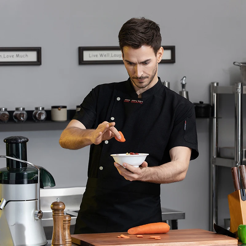 Camisa de cocinero para Hotel, uniforme de servicio de comida, abrigo de cocina, chaqueta de Chef, ropa de trabajo de camarero, Catering, ropa de trabajo de alta gama