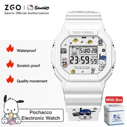 ZGO x Sanrio Pochacco Electronic Watch Children Students Cute Fashion Waterproof Luminous Chronograph Weekly Calendar 8611