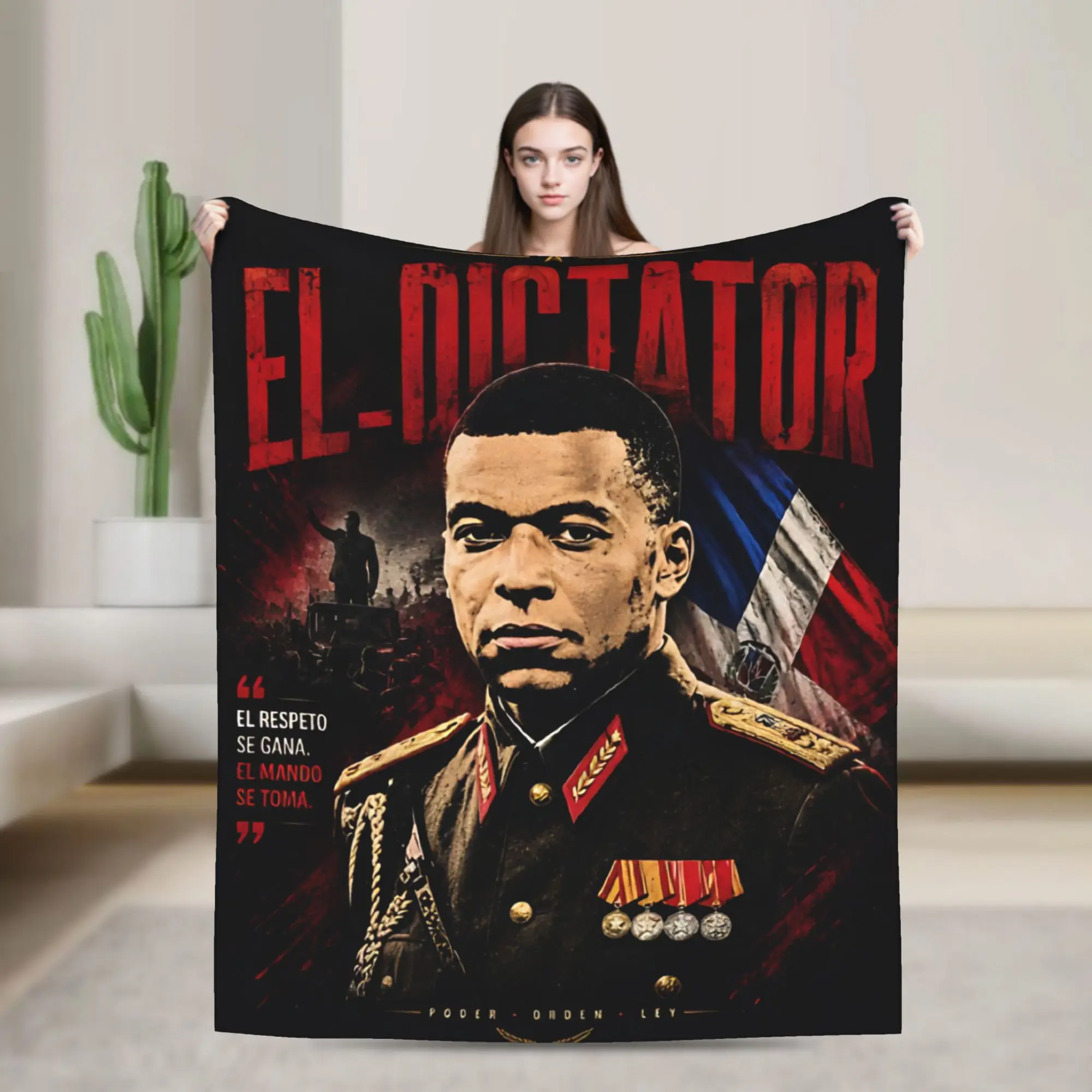 Kylian Mbappe The Dictator Throw Blanket Warm Soft Aesthetic Blanket  For Living Room Plane Travel Flannel Bedspread Bed Cover