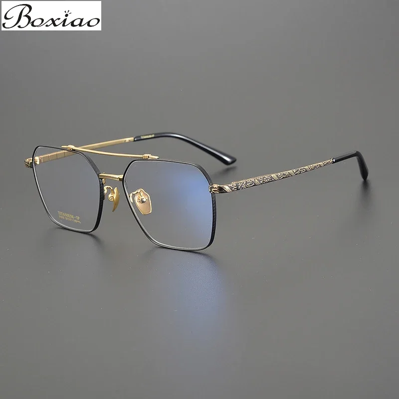 57 yards full-frame double-beam organ leg men's pure titanium frame ultra-light business myopia glasses big frame big face