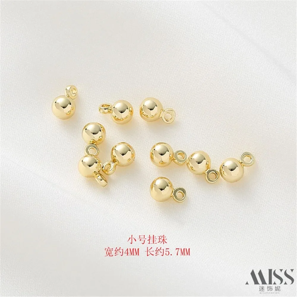 

14K Gold Color Solid Hanging Beads Round Beads DIY Hanging Ball Hanging Beads Bracelet Necklace Ear Jewelry Accessories Material