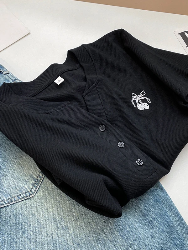 Koreaanse Sle Button up Puur Katoen V Ne ort Sve T irt Casual Zomer Afslanken Veelzijdige Dames Faion Chic Top