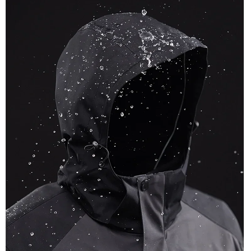 Kurtka narciarska z polaru i spodnie narciarskie Mężczyźni Ciepłe parki z kapturem Wiatrówka Wodoodporna męska kurtka śnieżna na zimowe wędrówki Camping Narciarstwo