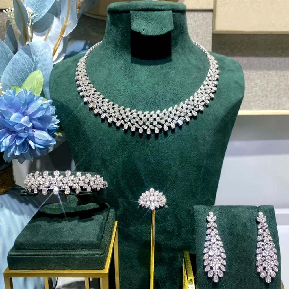 

GODKI Famous Brand 4PCS Green CZ Luxury African Jewelry Set For Women Wedding Party Zircon Crystal Dubai Bridal Jewelry Set Gift