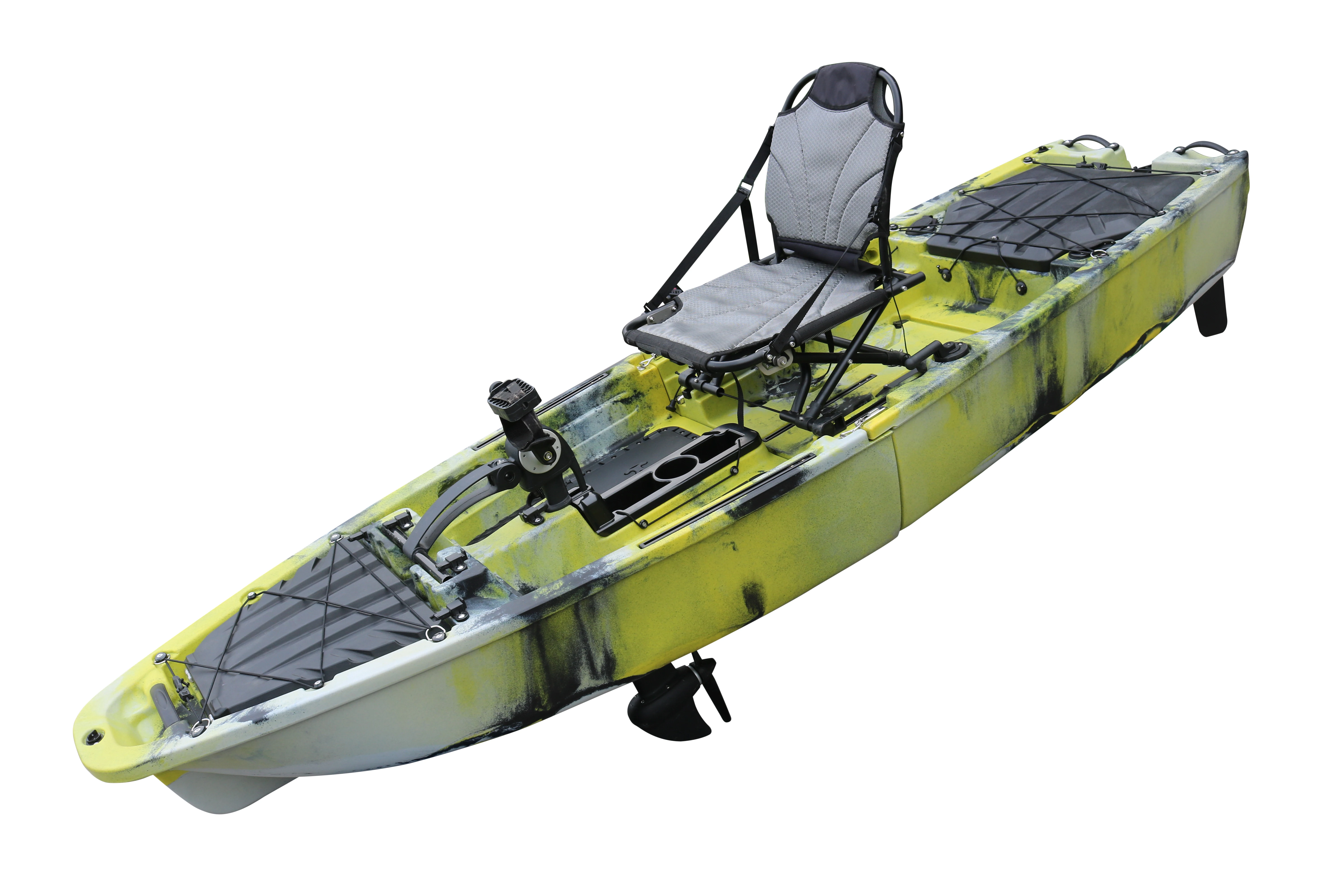 14ft Modular Propeller Pedal Drive Two Persons Double Seat Fishing Angler Kayak Three Sections HDPE Plastic Boat with Motor view 5