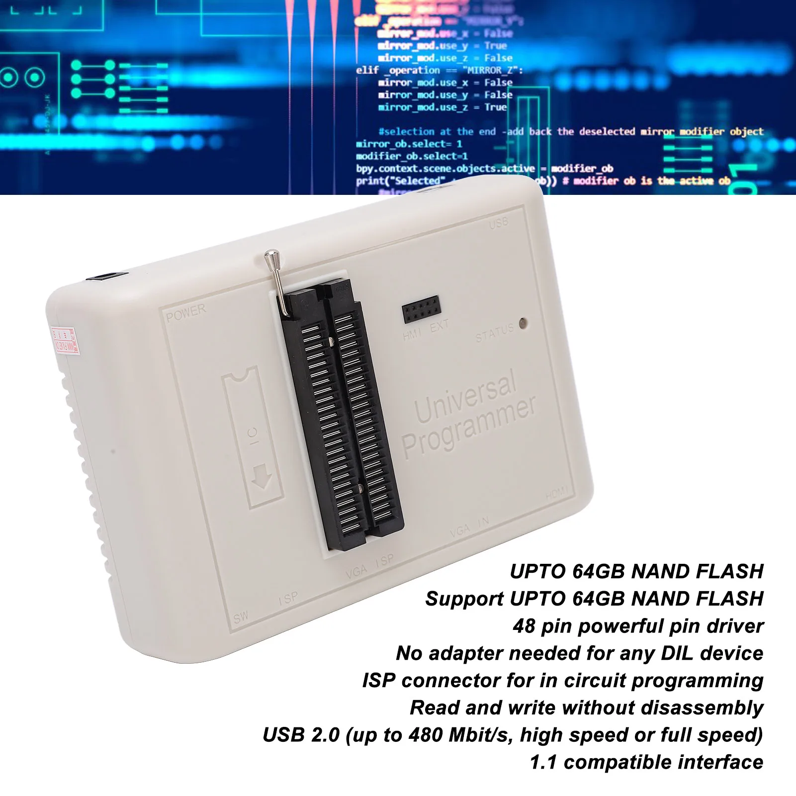 

IC Programmer Chip Programmer Kit Extremely Fast for IC LCD TV Monitor Car DVD RT809H with Cables Programmer