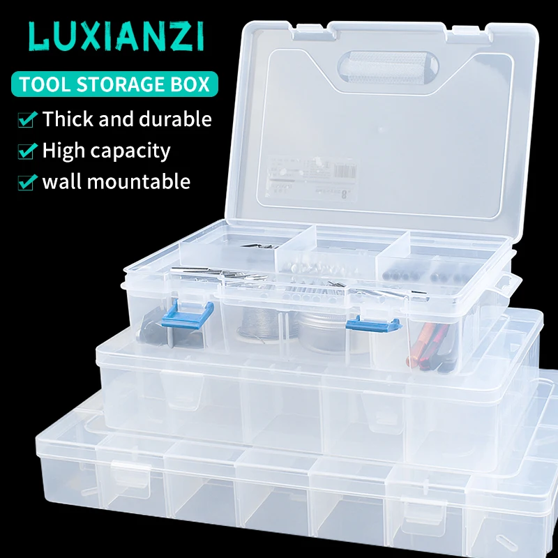 LUXIANZI Transparent Plastic Jewelry Storage Box Tool Compartment Adjustable Container For Beads Earring Parts Organizer Case