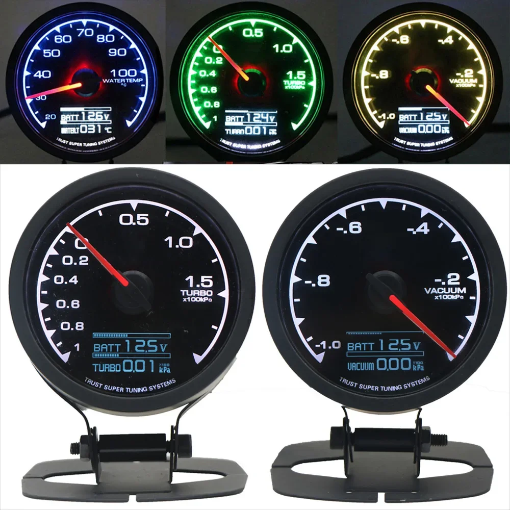 2.5 Inch Racing Turbo Voltage Gauge Car Digital Turbo Boost Water Temp Oil Temp Oil Press Vacuum Meter Fuel Pressure Tachometer