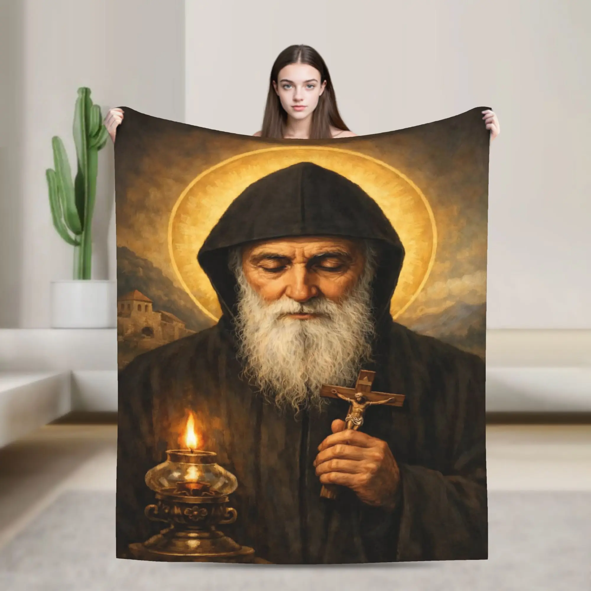 Saint Charbel Blanket Cozy Soft  Throw Blankets for Couch 50x60 Inch Multiple Sizes Quilt