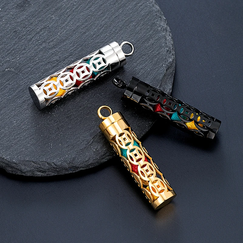 

Men Women's Hollow Bottle Pendant Necklace Boy Stainless Steel Diffuser Necklace Aromatherapy Locket Perfume Bottle Couple Chain