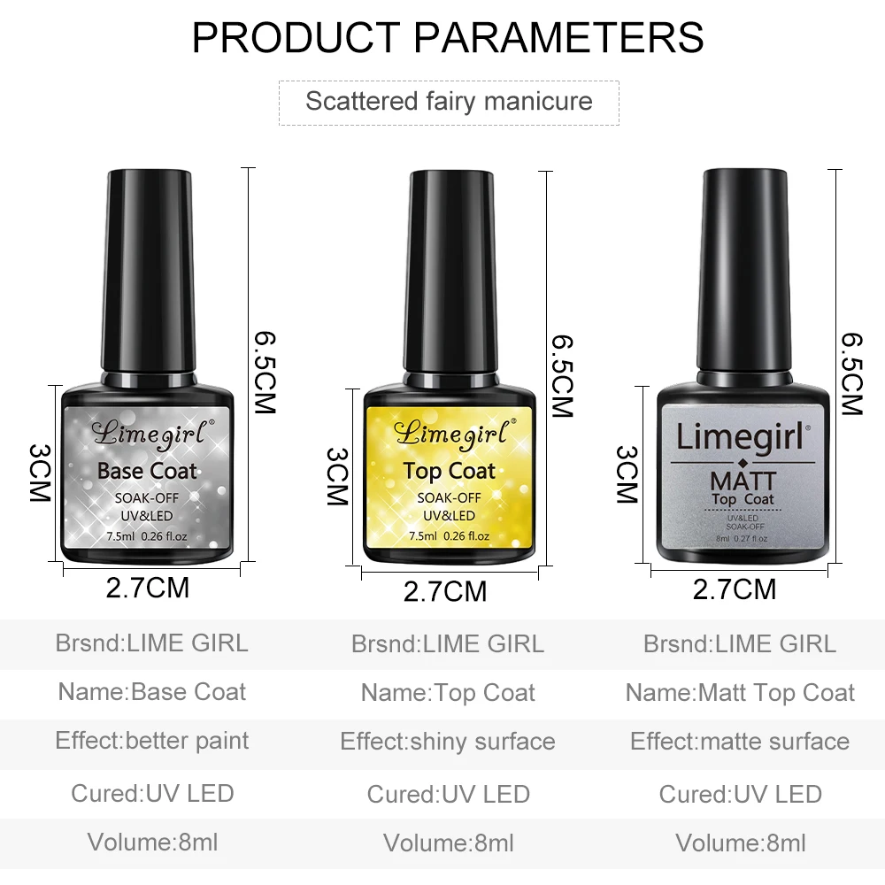 Limegirl Gel Nail Polish Set 60/40/24 Colors Semi Permanent UV Led Gel Varnish Soak Off Nail Lacquers Base Top Coat