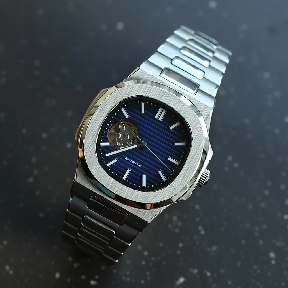 NH38 Man's Watch Customize logo Dial Hollowed out Dial Mechanical Watch Waterproof Watch Fit NH38 movement Watch