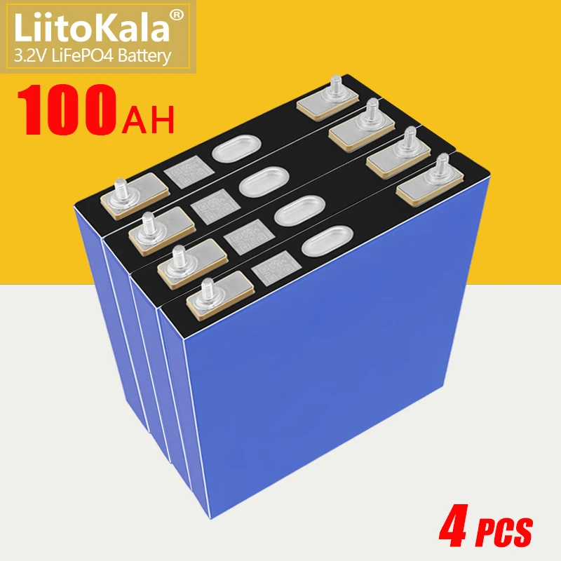 4 stücke liitokala 3,2 v 100ah lifepo4 wiederauf ladbare batterie hoch leistungs auto motor diy12v24v elektrisches boot rv inverter solar wind energ
