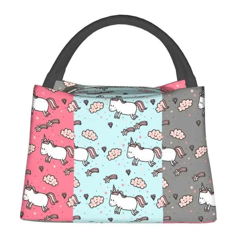 Doodle Unicorns Pattern Insulated Lunch Tote Bag for Women Resuable Thermal Cooler Bento Box Hospital Office image 2