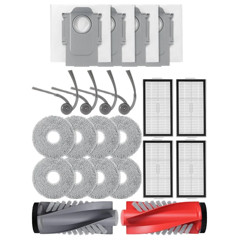 

ABZA-Main Brush, Dust Bags, Wipes, Filters& Side Brushes For Roborock Saros 10R Robot Vacuum Cleaner- Accessory Set