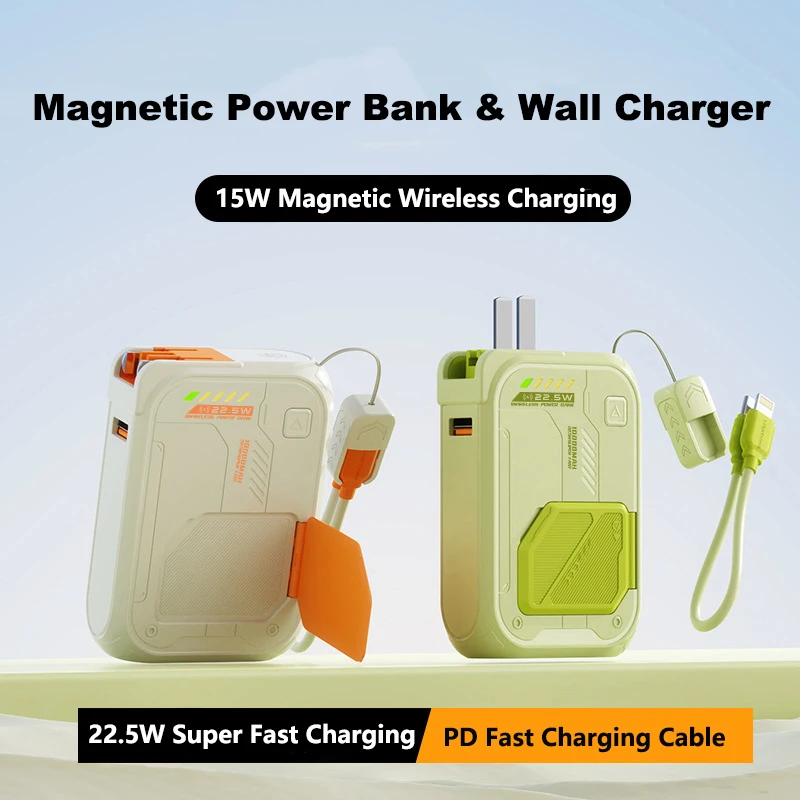

20000mAh Power Bank Travel Wall Charger Magnetic Wireless 22.5W Fast Charger Powerbank For Magsafe for iPhone 17 Samsung Xiaomi