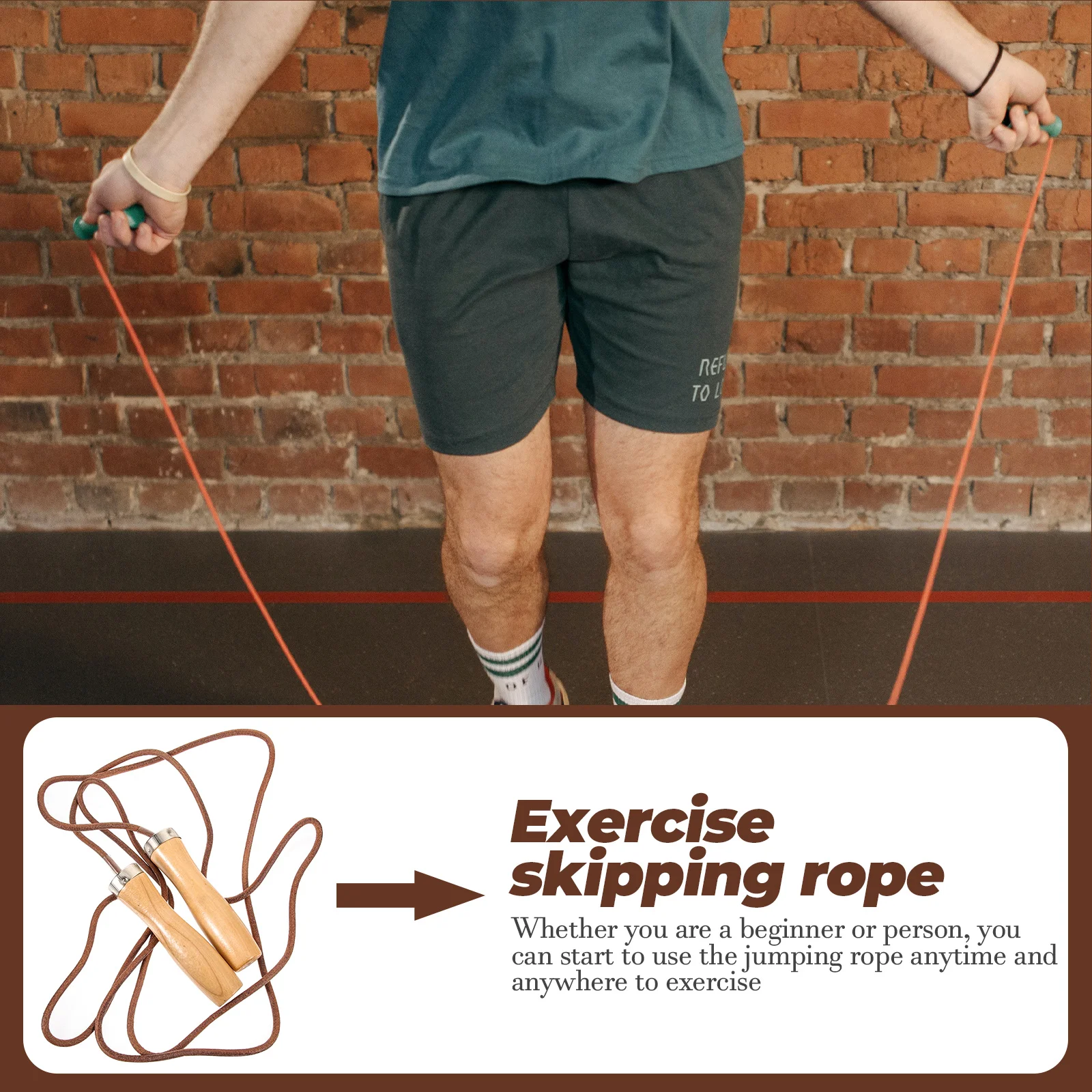 

Weighted Jump Rope with Wooden Handle Ergonomic Design Portable Non-Slip Fitness Skipping Rope for Exercise Weight Loss