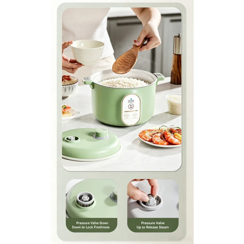 1pc Mini Electric Rice Cooker Hot Pot 1.5L/2L Non-Stick Portable Food Steamer for 1-2 People Kitchen Dormitory Cooking Pot
