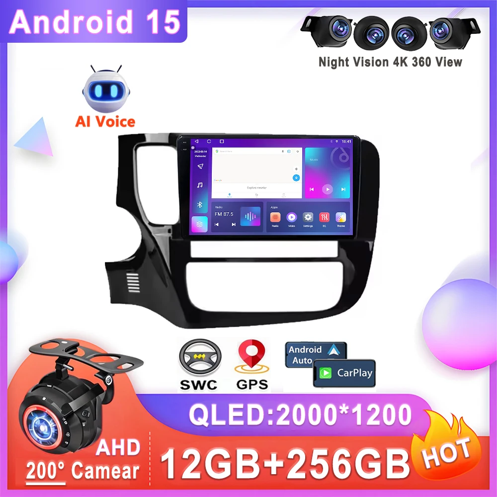 

Android 15 For Mitsubishi Outlander 3 GF0W GG0W 2012-2018 Car Stereo Stereo Head Unit Multimedia Player No 2din DVD QLED Screen