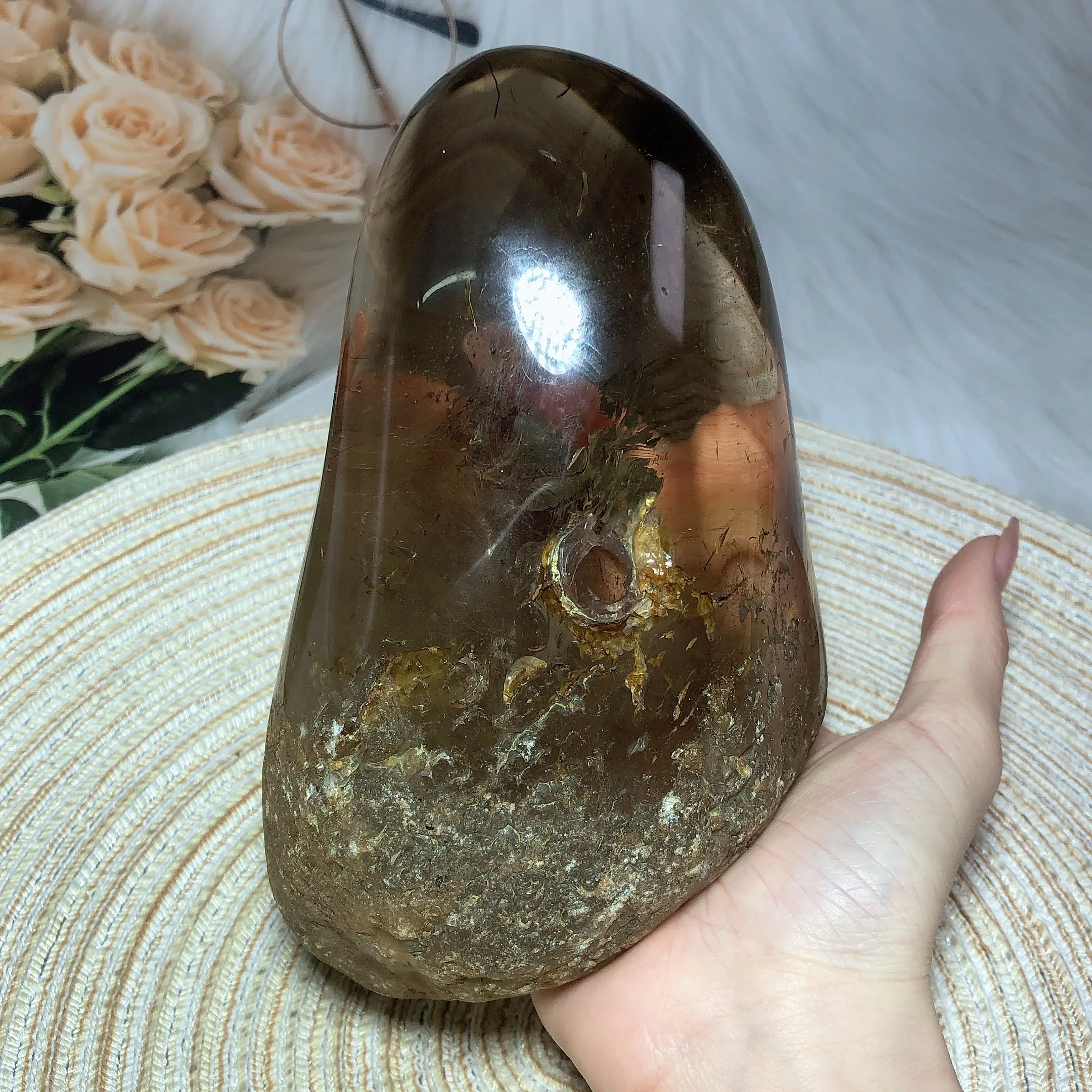 Natural Crystals Smokey Quartz Golden Healer Freeform Raw Polished Reiki Healing Home Decorations Room Decor Energy Gift