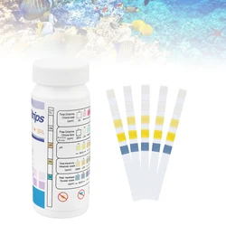50pcs 5 In 1 Swimming Pool Test Strips pH/total chlorine/free chlorine/alkalinity/hardness, Spa and Hot Tub Testing Strips Kit