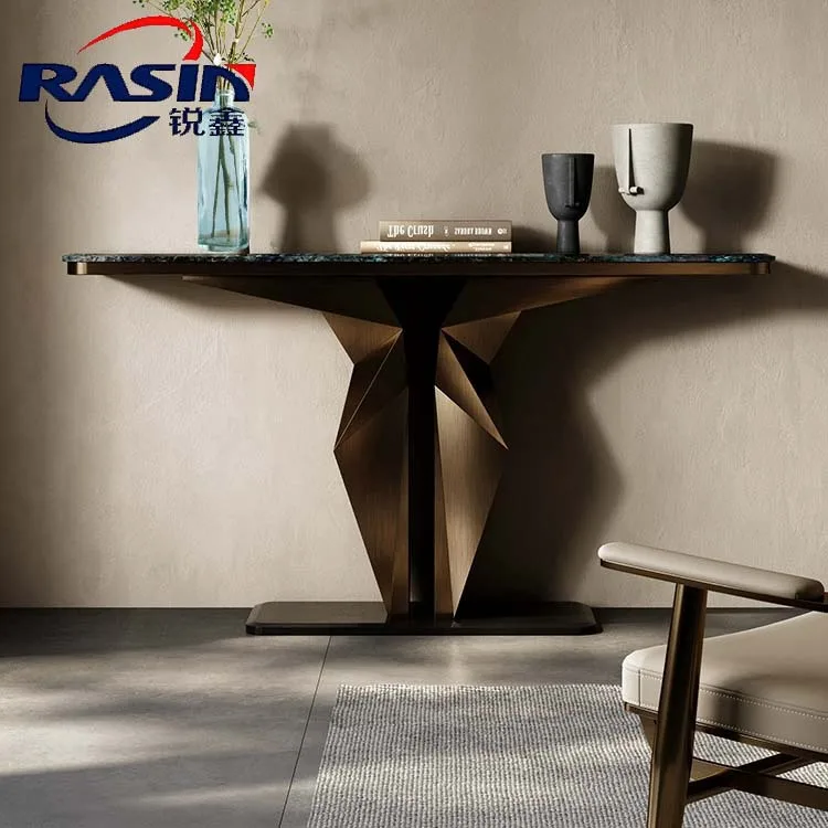 

Nordic light luxury rock slab entrance table simple household living room table apartment creative semicircular end view table a