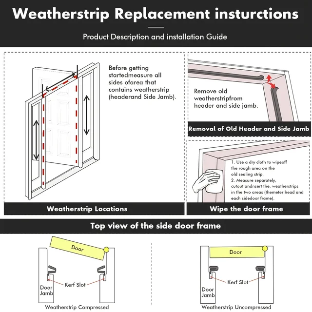 60 Feet Weather Stripping Door Seal Exterior Weather Strip for Window V-Shaped Foam Kerf Garage Door Gap Blocker Soundproof Home Improvement Easy to Install 3
