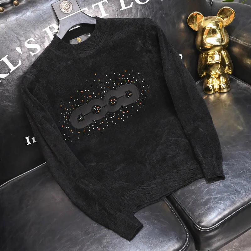 

Thiened Velvet Sweater Sli Versatile Base Layer irt Men's Knitted Wool Blend Casual Winter Faion f High Collar