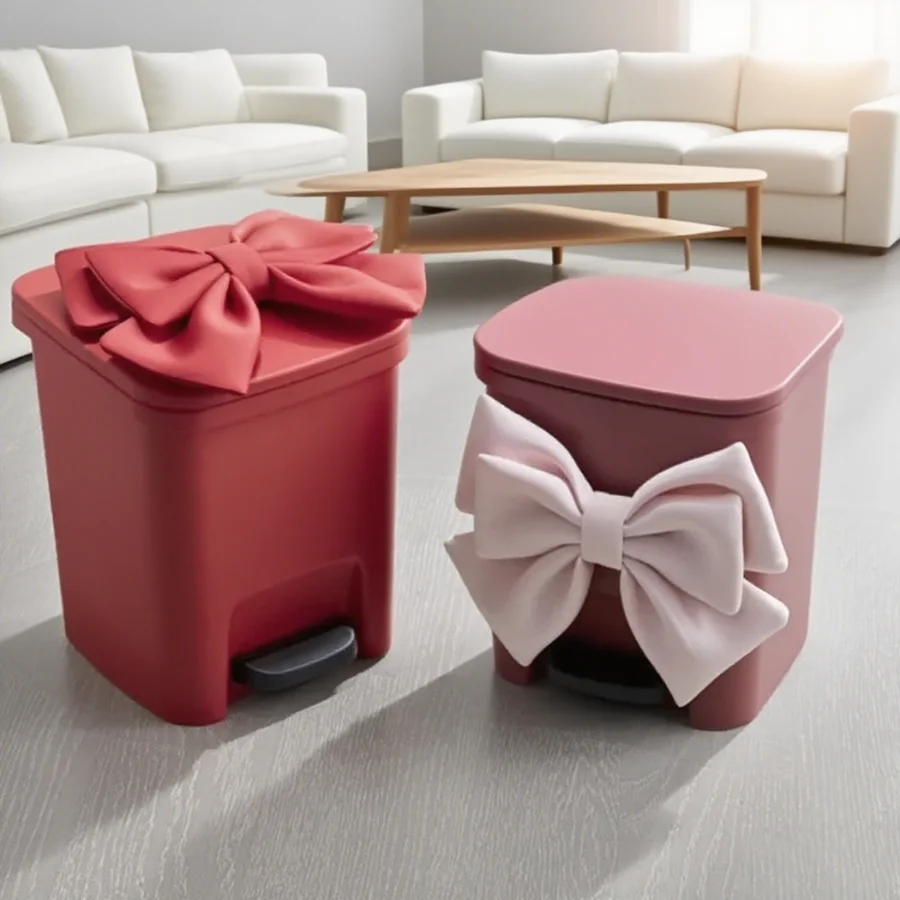 

12л корзина для мусора с бабочкой и бантом, кубик для мусора для гостиной, ванной комнаты, украшение для пола, ножная педаль, мусорный бак, товары для дома