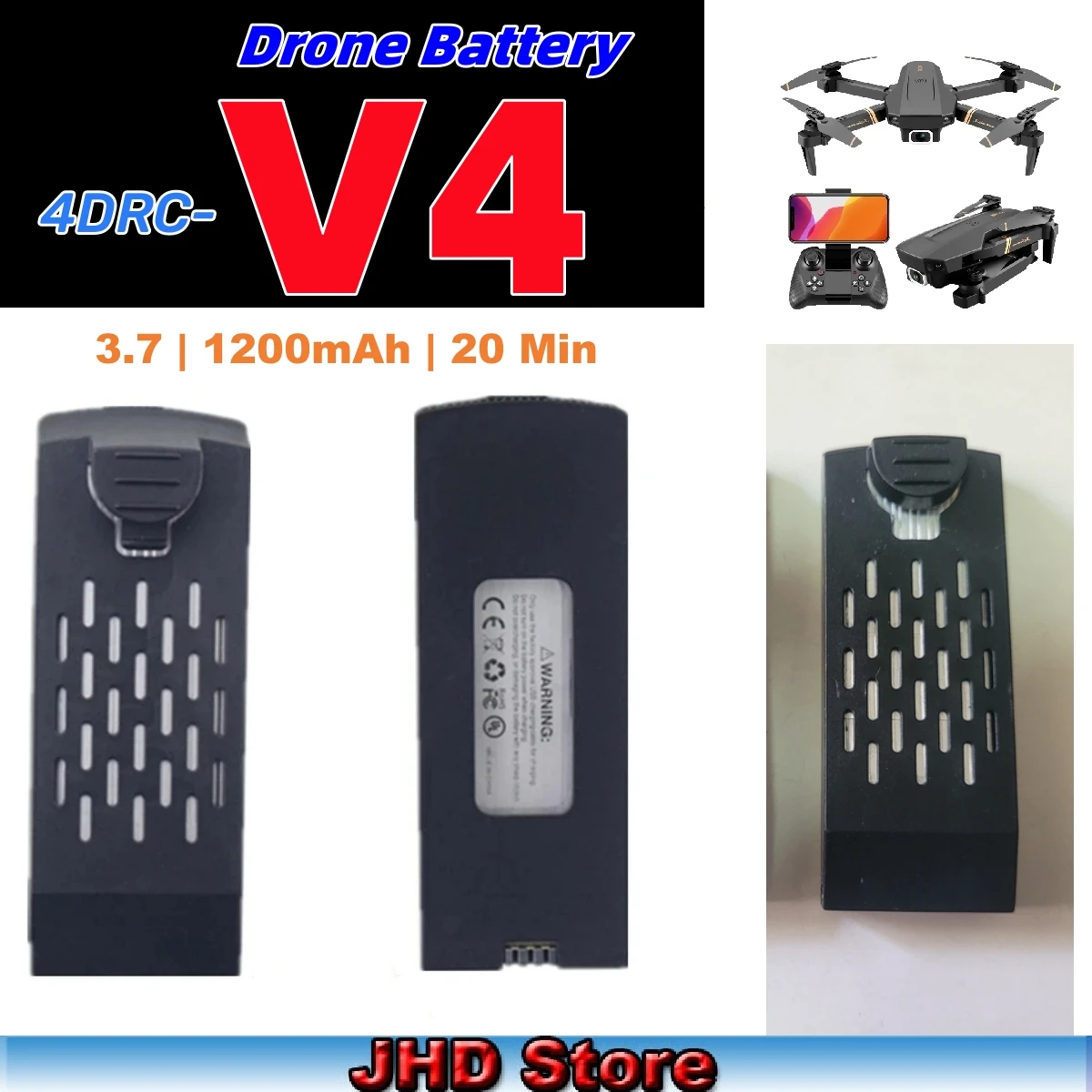 Jhd แบตเตอรี่ V4 4DRC โดรนอาร์ซี1200mAh สำหรับโดรน4D-V4โดรนถ่ายรูปทางอากาศ RC UAV Quadcopter แบตเตอรี่ V4