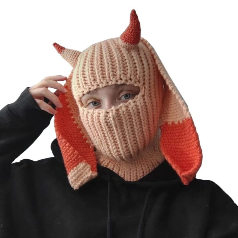 

Halloween Balaclava Long Bunny Ears Hat Funny Beanie Hat Rabbit Ears Balaclava Skullies Beanie Long Ear Hat Bunny Hat