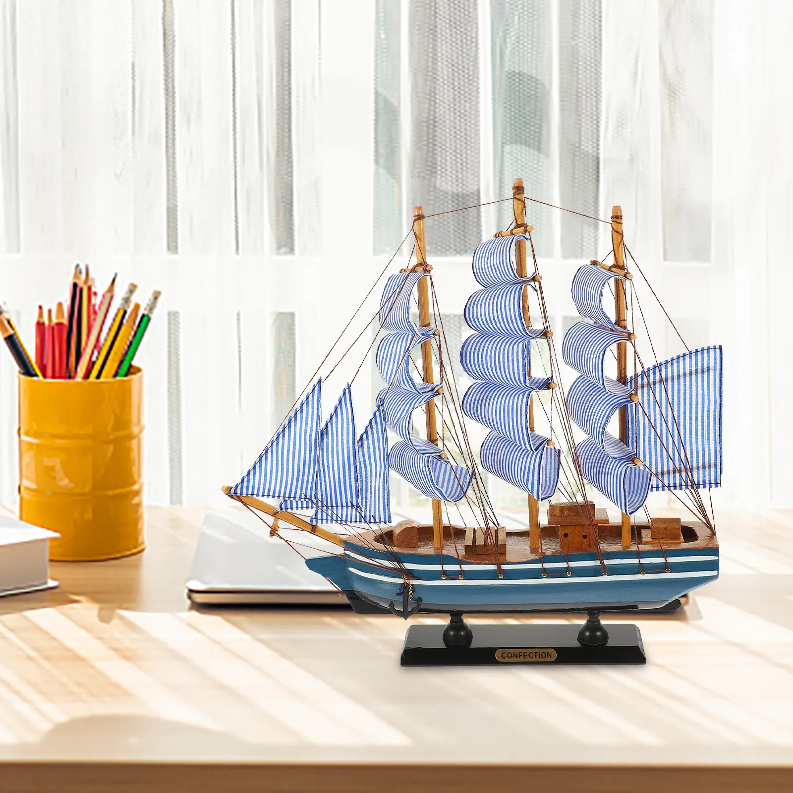 Wooden Sailboat Decorative Nau - Home Decor Nautical 评论和价格