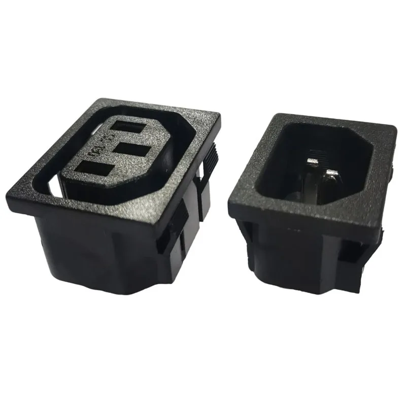 Zwart 10A 250V IEC320 C13 C14 industriële aansluiting ingebouwde PDU kast AC-aansluiting connector paneelmontage AC-stroomaansluiting