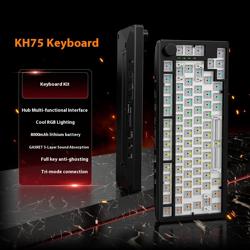 EXZX FH75 لوحة المفاتيح الميكانيكية السلكية سبائك الألومنيوم لوحة المفاتيح RGB محور مخصص دعم ويندوز مرحبا التعرف على بصمات الأصابع #6