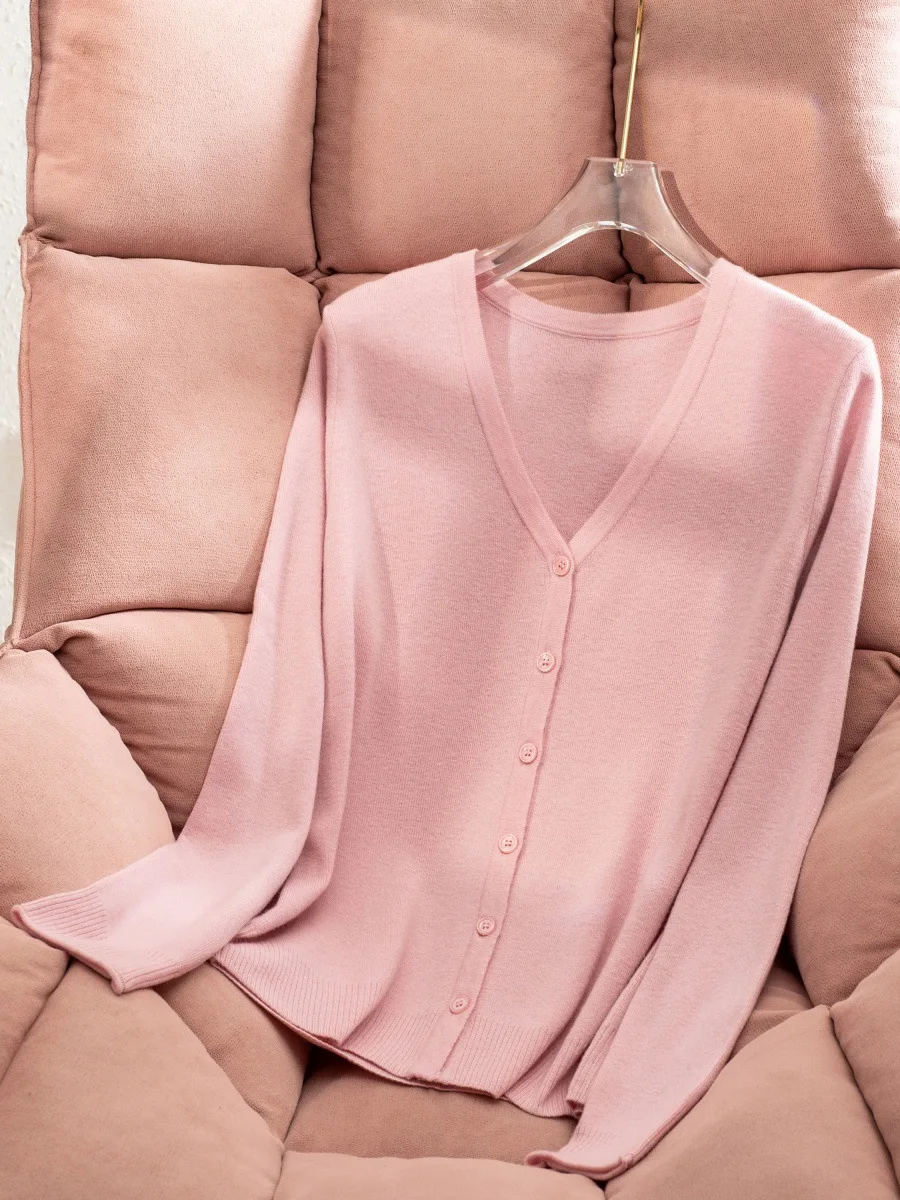 سترة أنيقة من صوف الأغنام 100% من Birdtree، سترة نسائية متماسكة برقبة على شكل حرف V وأكمام طويلة واحدة الصدر، خريف 2025 T58213JF #2