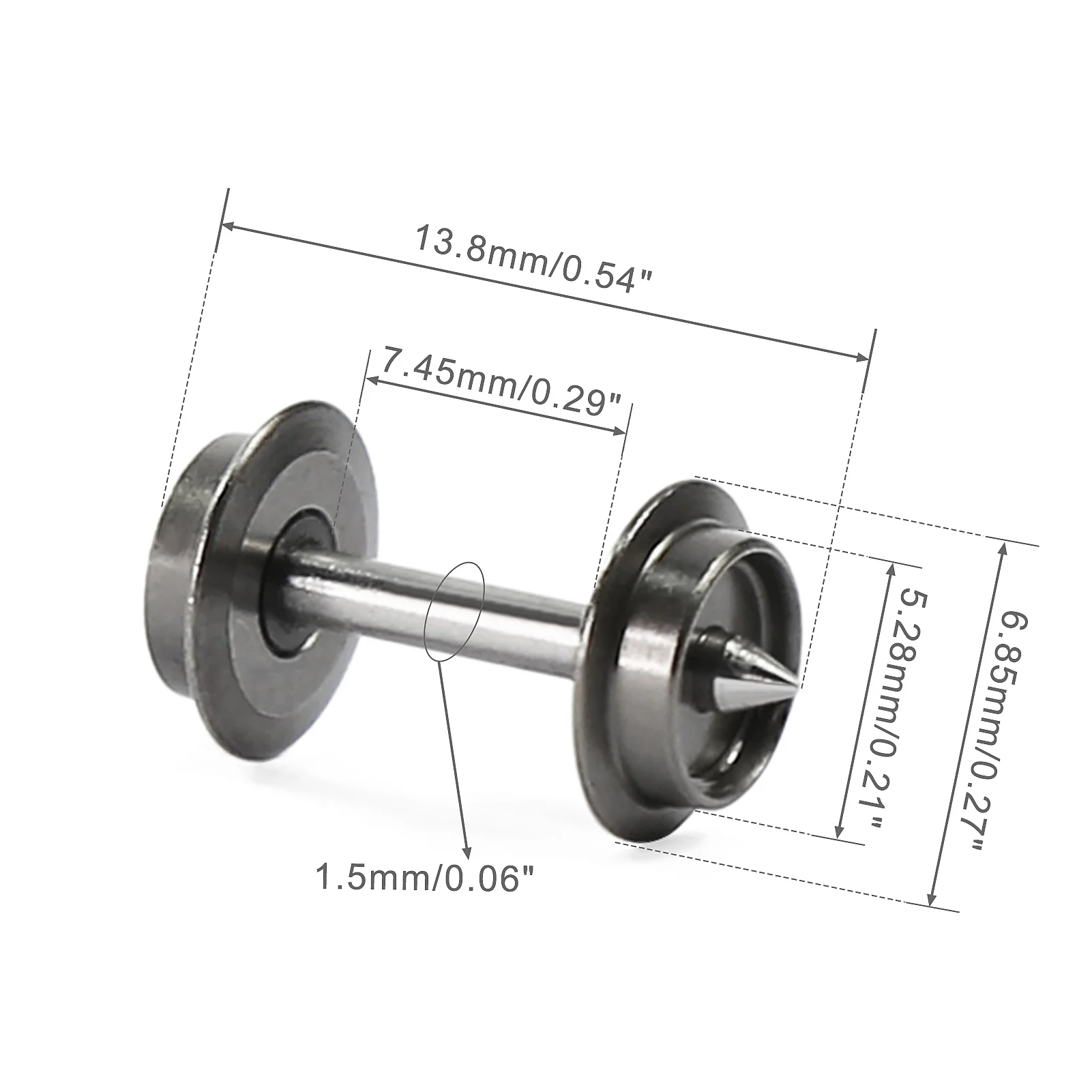 Evemodel N Scale Metal Wheel Sets 12pcs DC Wheels Metal Axle For Micro-Trains Line (MTL) HP09150